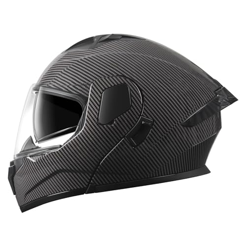 Modular Flip-Up Dual Visor Motorcycle Full Face Helmet (Bright Black, Small) S26473