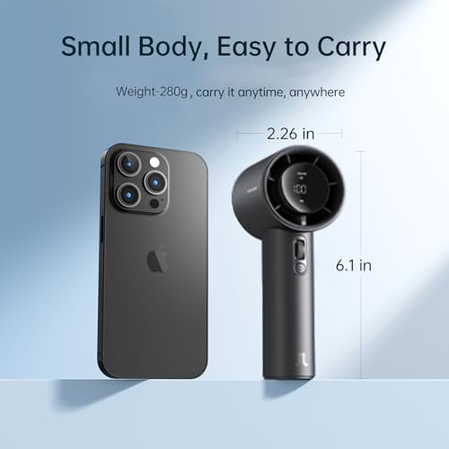 Portable Handheld Fan with LED Display, Metal Shell, 5000mAh battery, Dark Gray Q47691