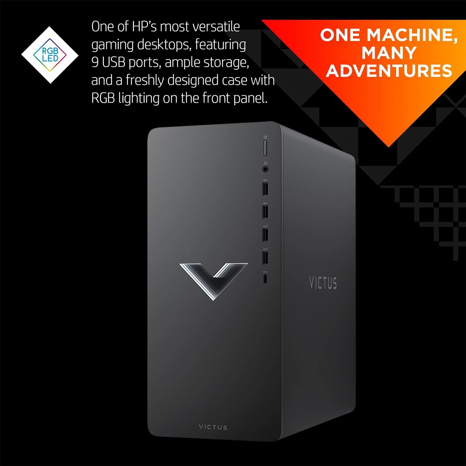 Black Gaming Desktop with AMD Ryzen 5 5600G, AMD Radeon RX 6400, 16GB RAM, 512GB SSD + 1TB HDD, Windows 11 Home N56544