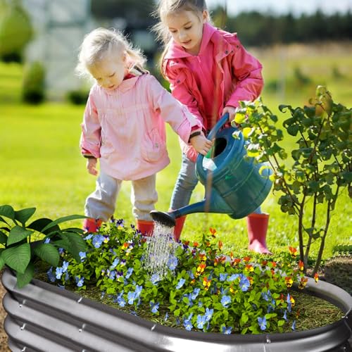 Galvanized Raised Garden Bed Kit, 4x2x1ft Oval Metal Planter L6456