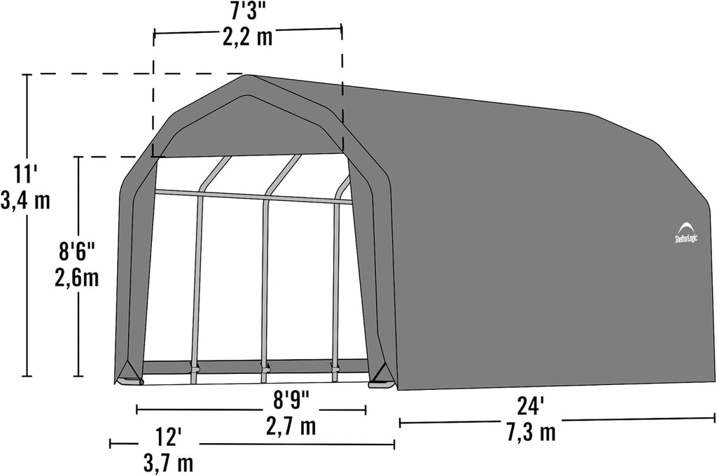 Grey 12'x24'x11' Barn Shelter R9778
