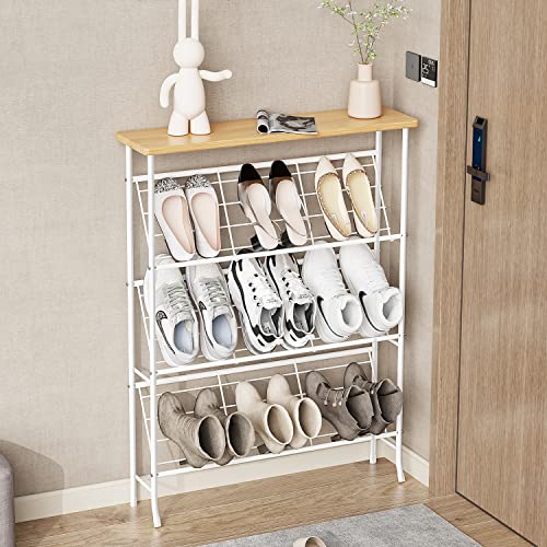 Narrow 4 Tier Metal Shoe Rack (12-16 Pair) J364