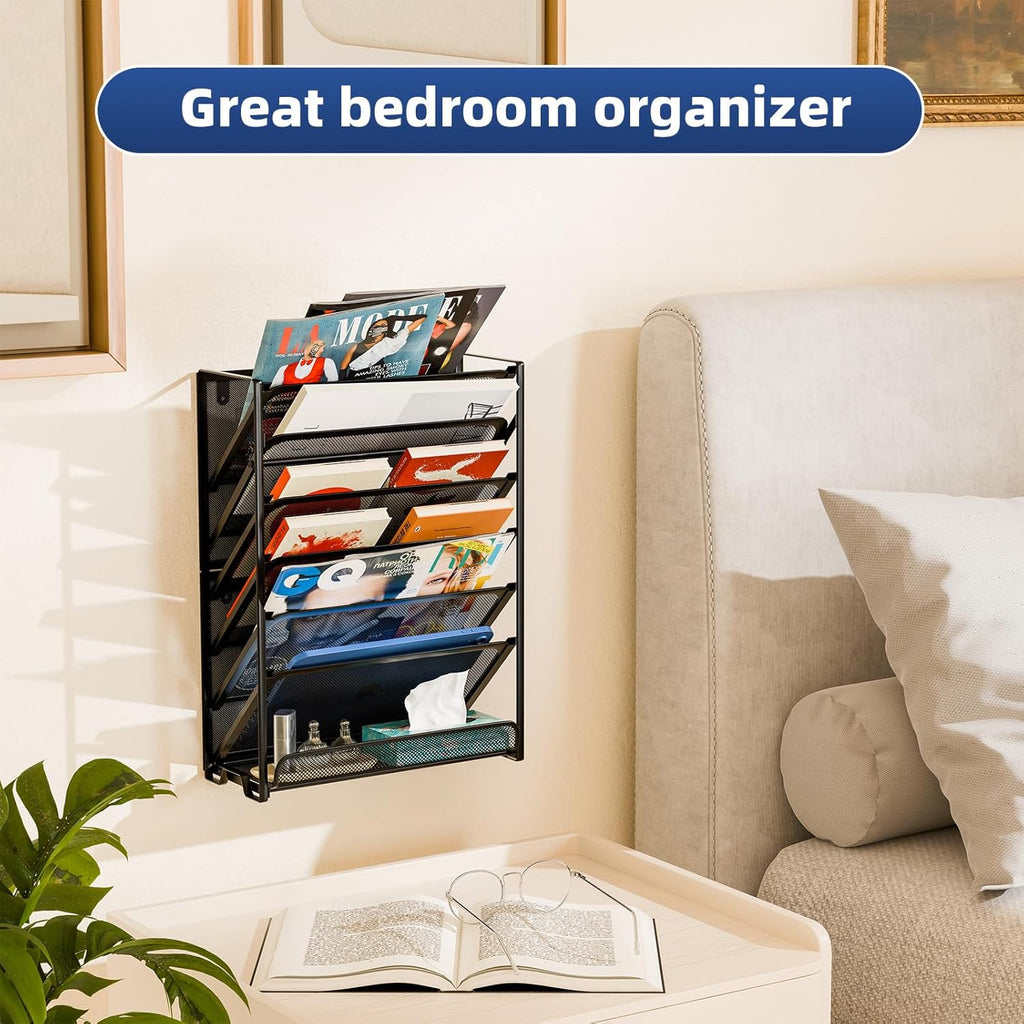 Black Mesh 7-Tier Vertical Hanging File Organizer D313