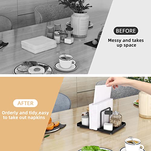 Black Metal Napkin Holder with Salt and Pepper Shakers Caddy E470515
