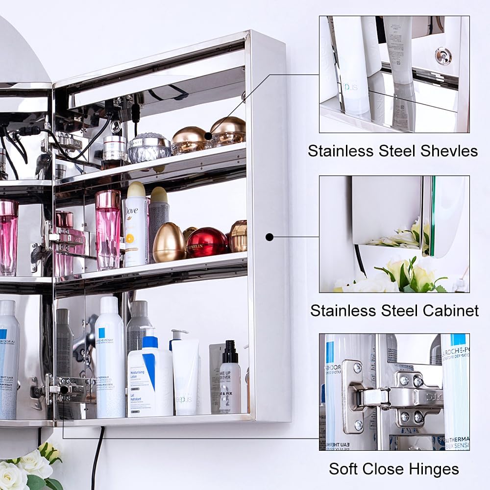 Oval Lighted Medicine Cabinet with Mirror B610