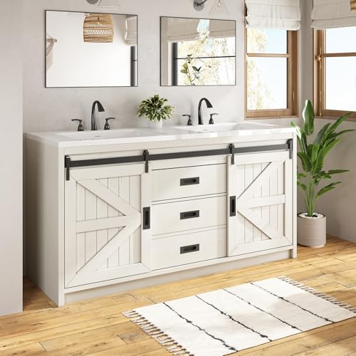 Gray Freestanding Double Vanity with Sink A450