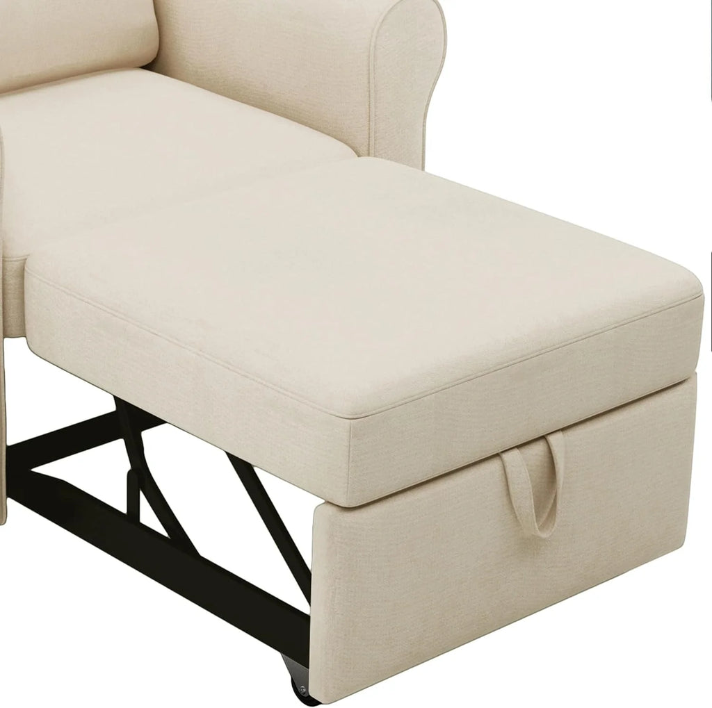Beige Convertible Sleeper Chair Bed D557