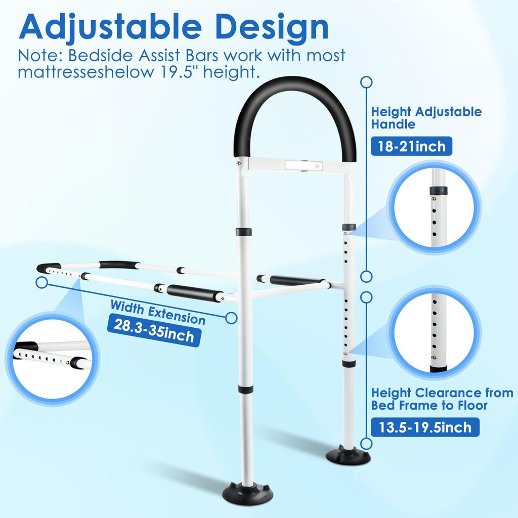 Adjustable Bed Safety Rails with Motion Light & Storage Pocket D160804