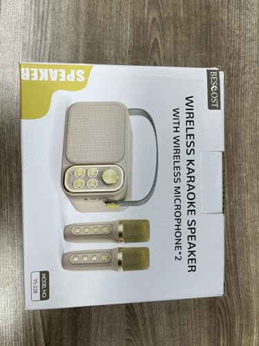 Mini Karaoke Machine with 2 Wireless Microphone, Portable Bluetooth Speaker M48929