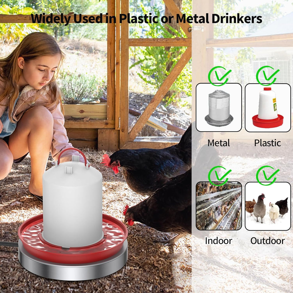 15 Inch 125W Heated Chicken Waterer Base with 10FT Cable G19431