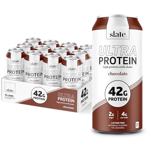 Chocolate High Protein Shake, 42g Protein, 2g Sugar, 200 Calories, 4g Net Carbs, Lactose Free, 15 fl oz, 12 Cans H674