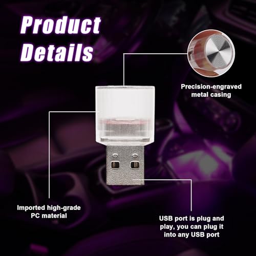 4 PCS USB LED Car Interior Atmosphere Lights A33616
