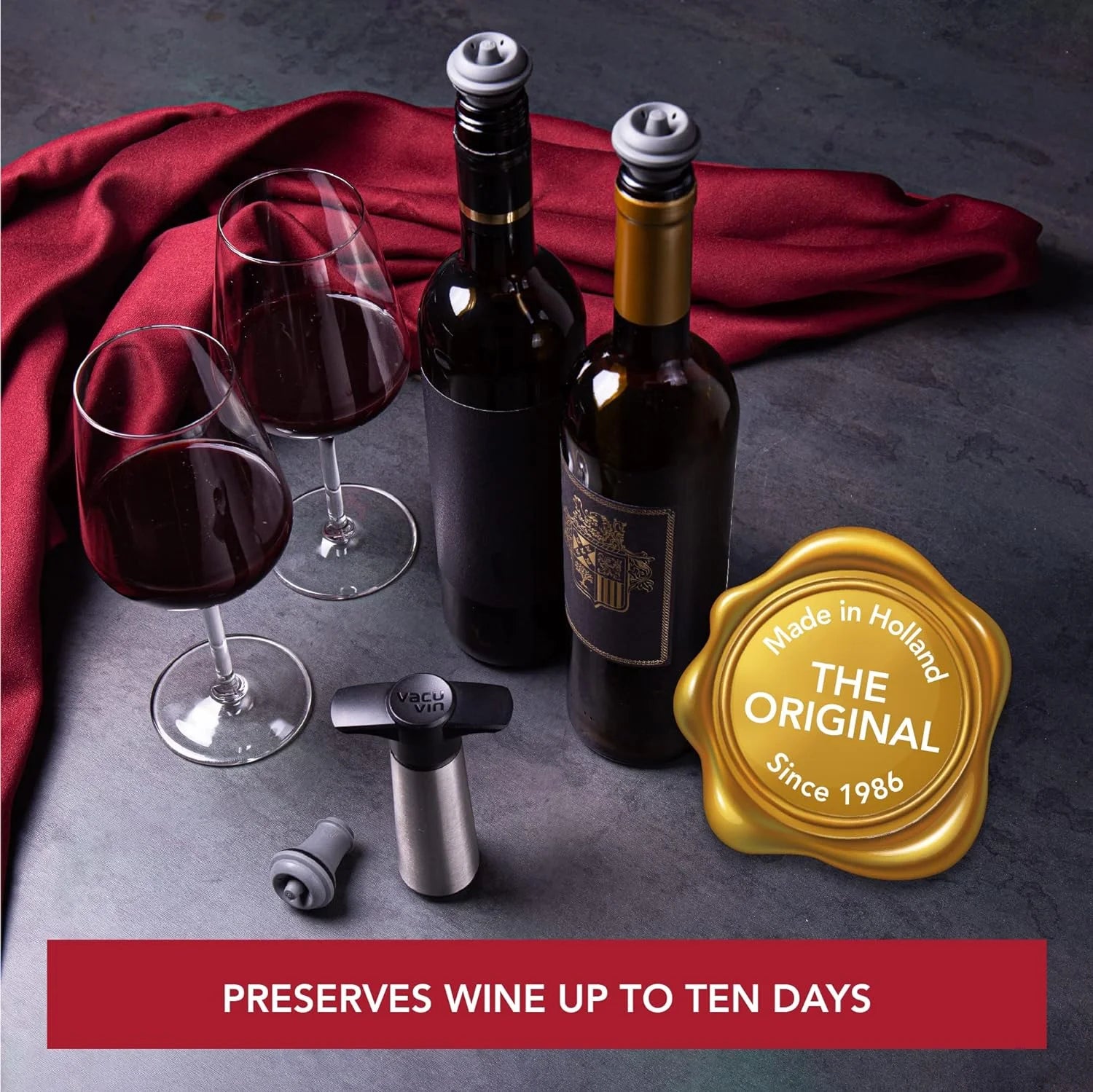 Wine Saver Pump Stainless Steel with Vacuum Wine Stopper Y2710