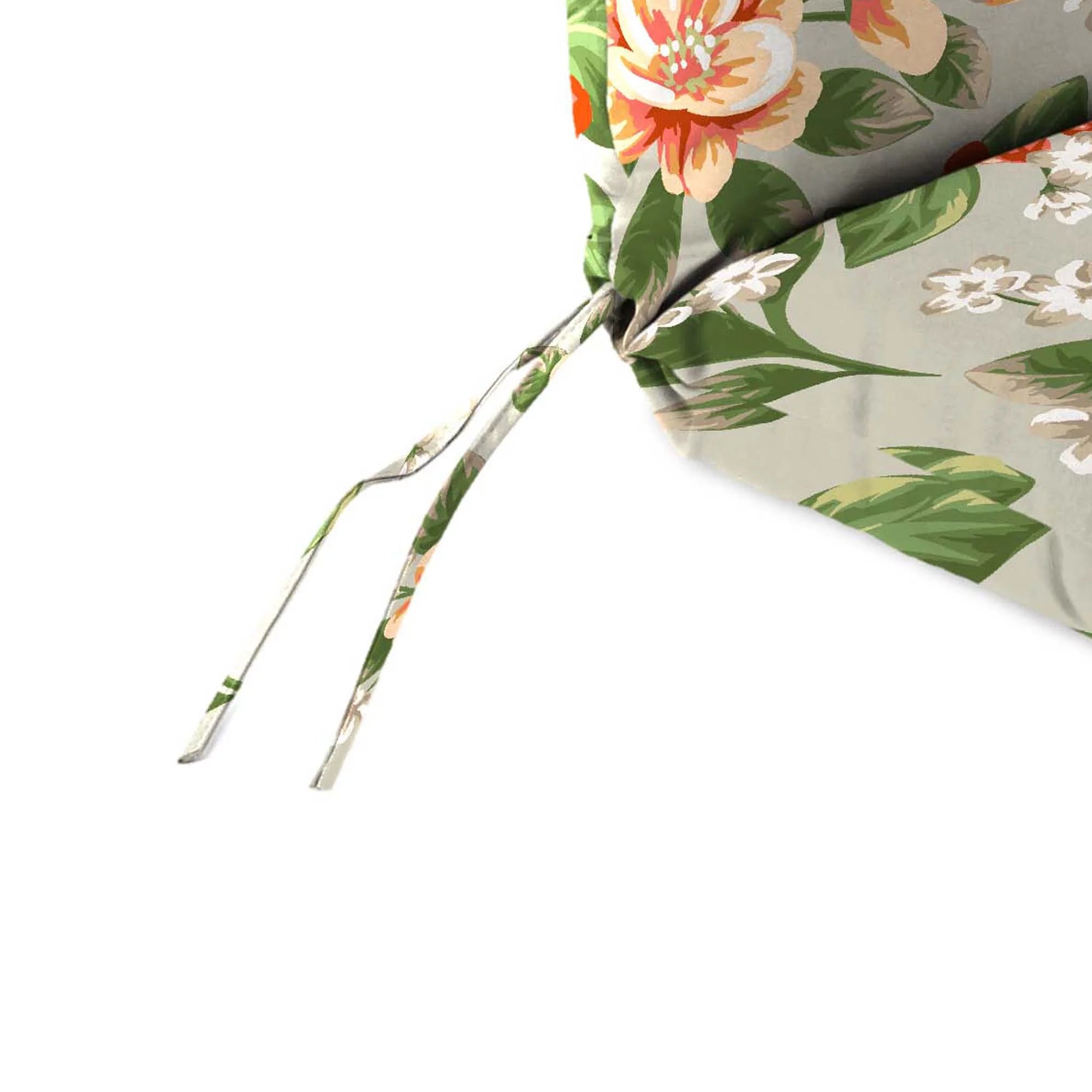 45" x 22" Cedar Grey Floral Rectangular Outdoor Chair Cushion with Ties and Hanger Loop H8539