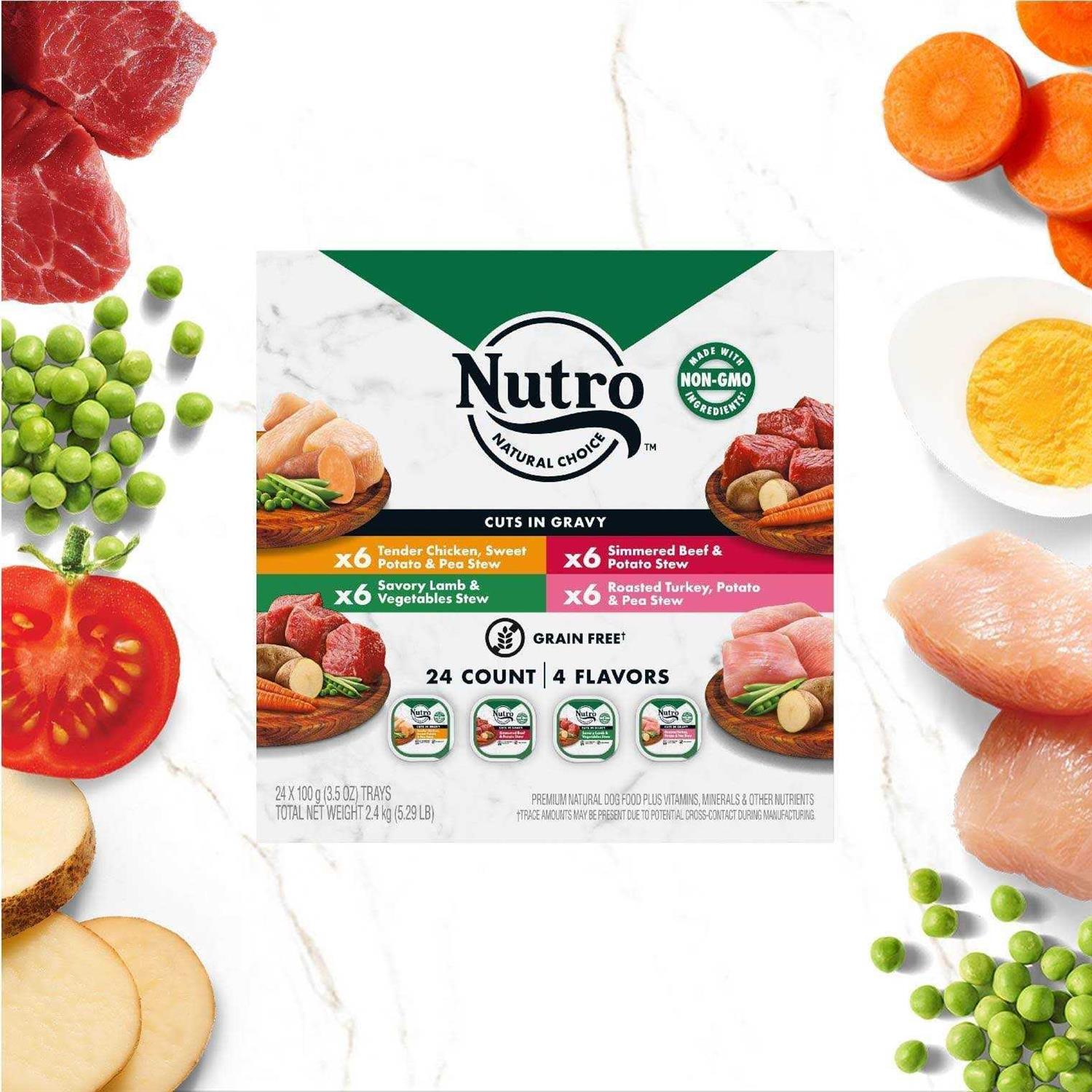 Grain Free Cuts in Gravy Beef, Lamb, Chicken and Turkey Variety Pack Adult Wet Dog Food W37291