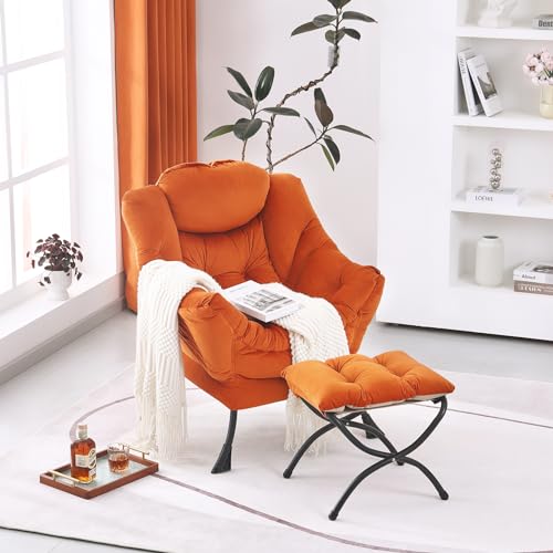 White Grey Accent Chair with Ottoman U28071