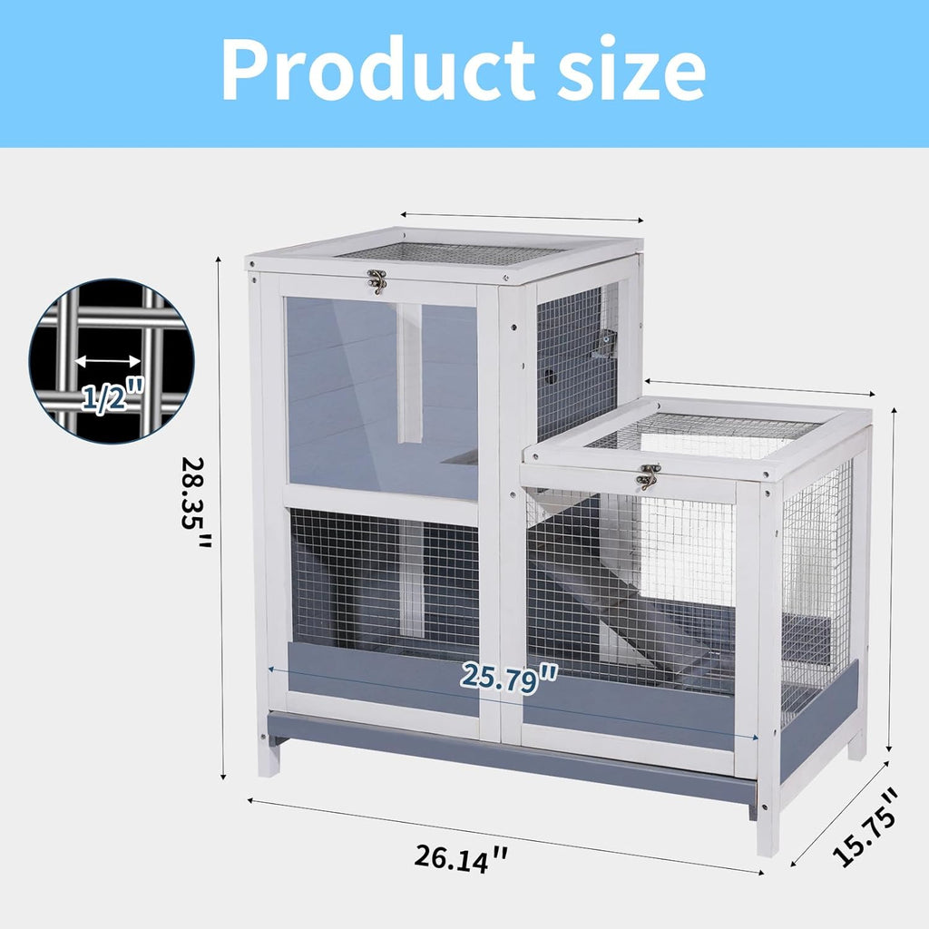Wooden Guinea Pig Cage with Openable Roofs and Removable Tray G868584