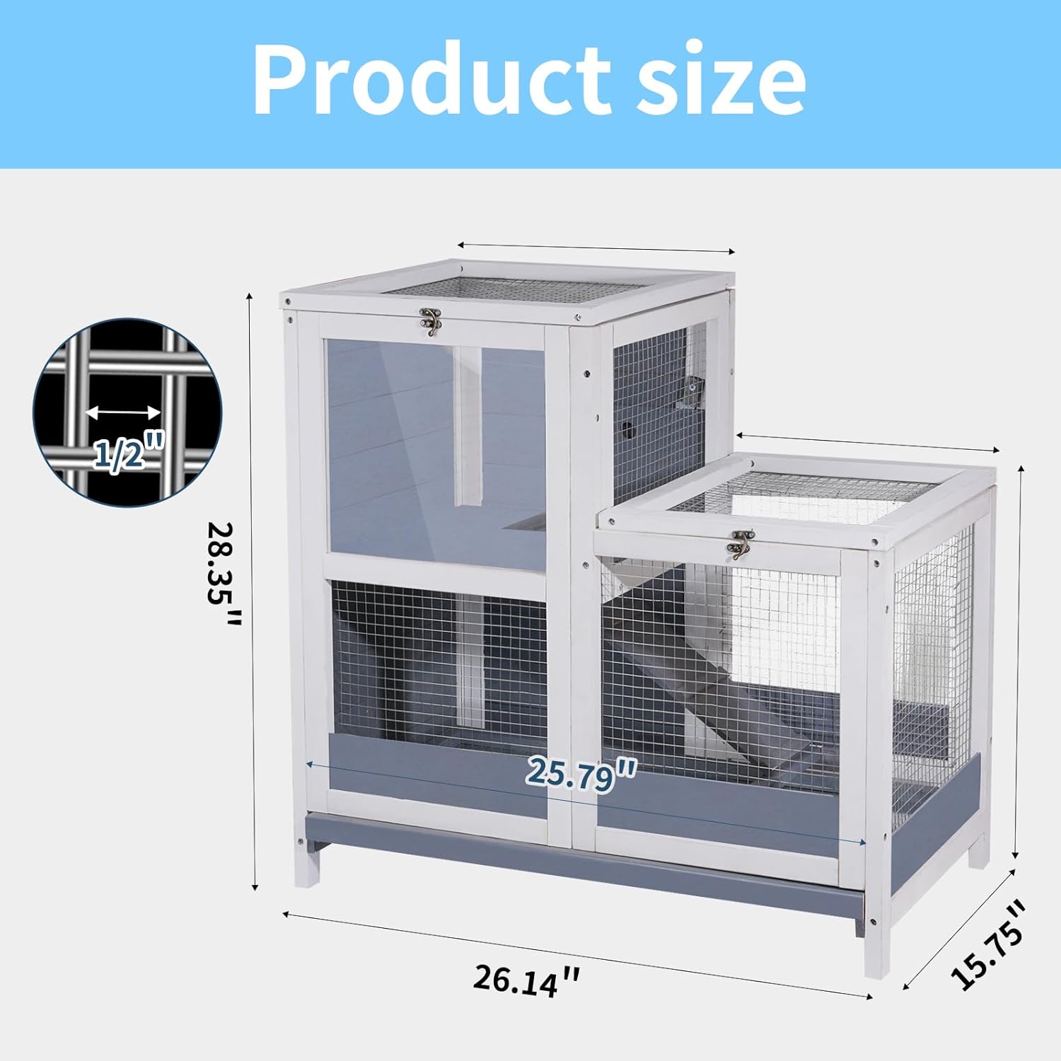 Wooden Guinea Pig Cage with Openable Roofs and Removable Tray G868584
