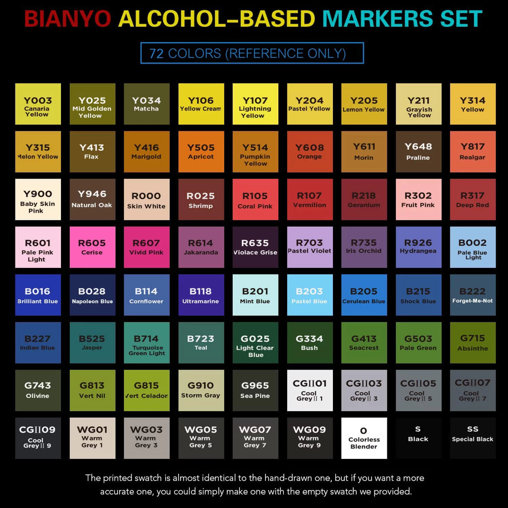 Set of 72 Alcohol-Based Dual Tip Art Markers H485