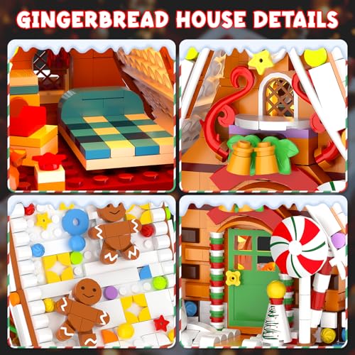 Large Christmas Village Gingerbread House Building Set with Light Kit (916PCS) N3512