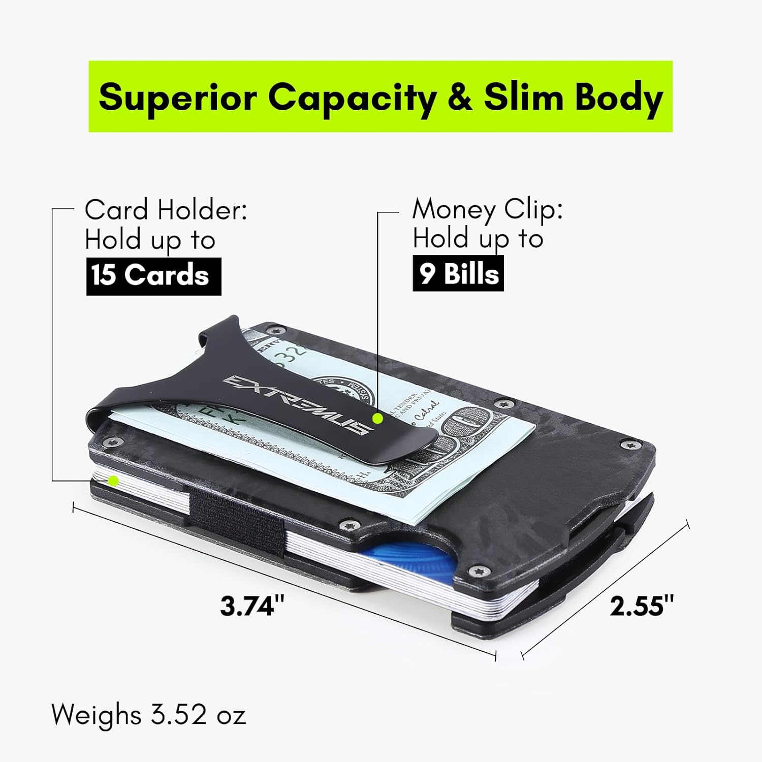 Slim Carbon Fiber Wallet with Money Clip H14729