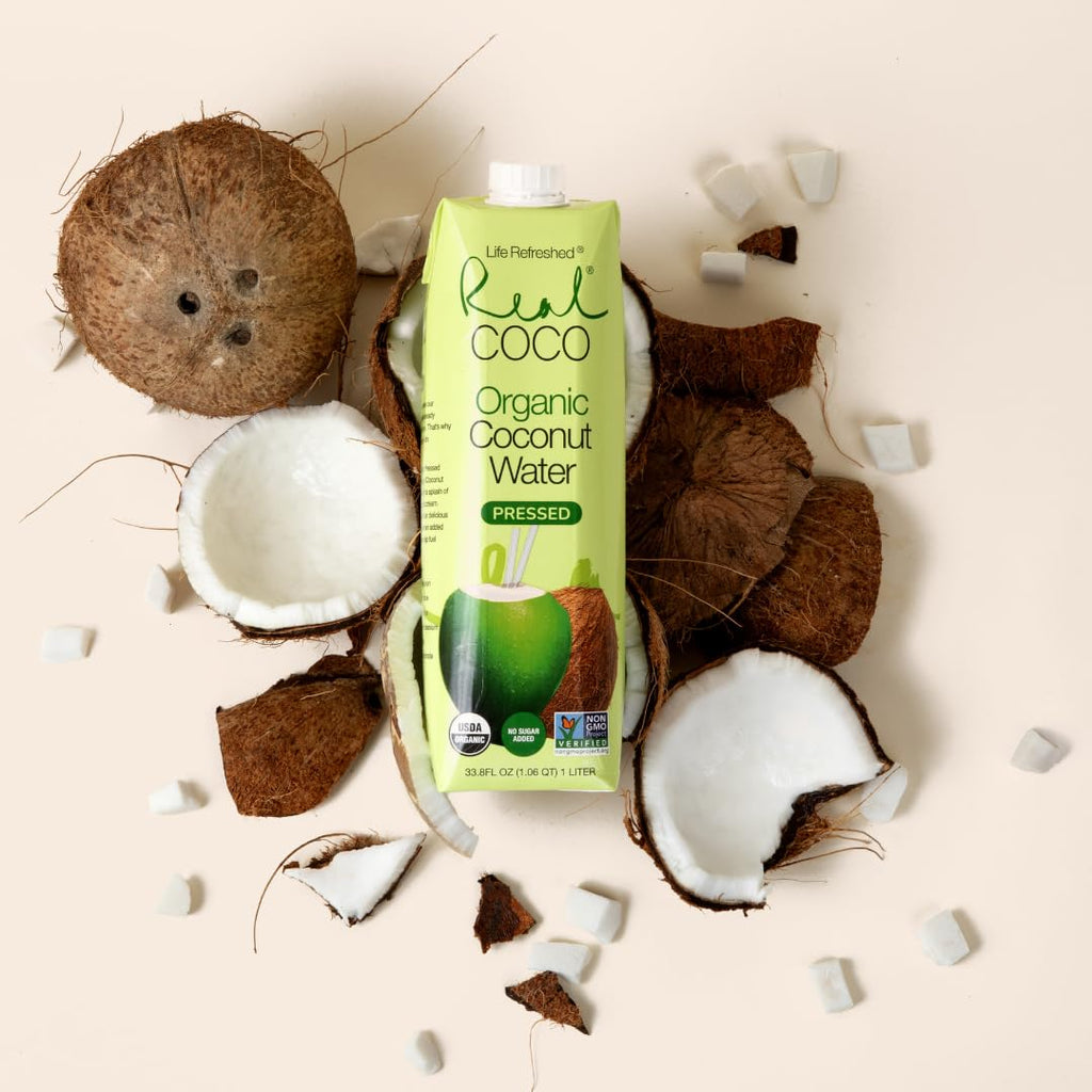 Organic Pressed Coconut Water (6-Pack 1L), No Sugar Added W546
