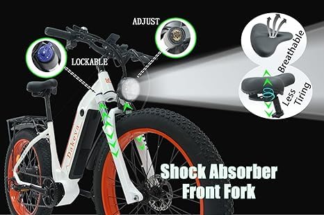 Electric Bike, 1000W Brushless Motor, 48V 15AH Removable Battery, 26" x 4.0 Fat Tire, 7-Speed Gear, LCD Digital Display X7123