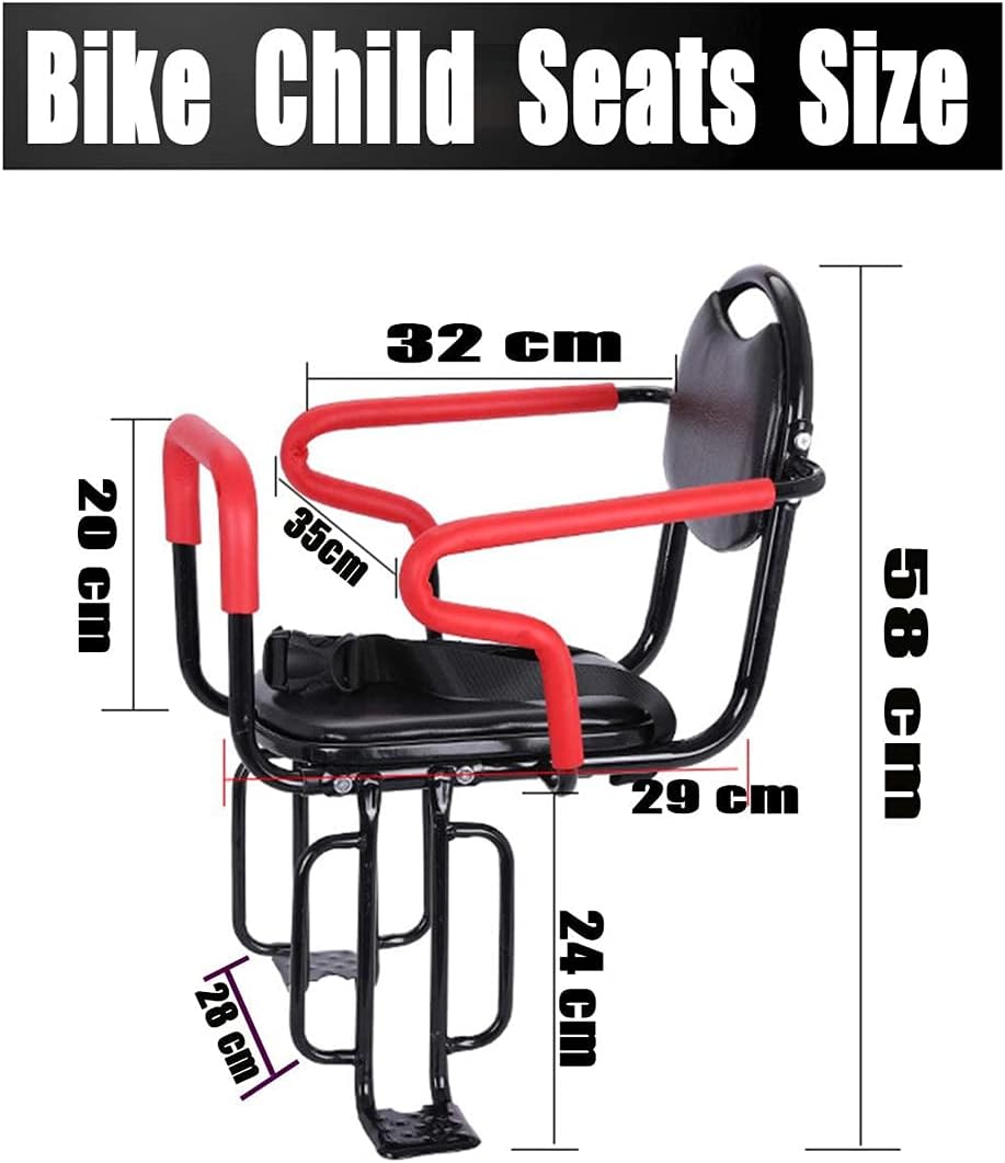 Child Bike Seat Rear Mount with Backrest Foot Pedals Armrest Detachable Fence B4347