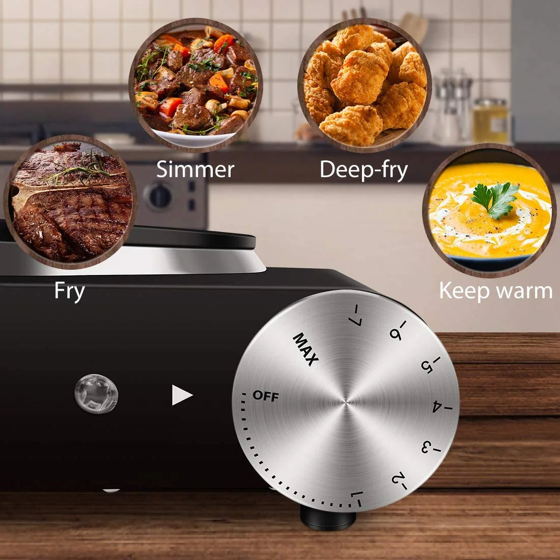 1500W Electric Hot Plate Single Burner Stainless Steel Black A521