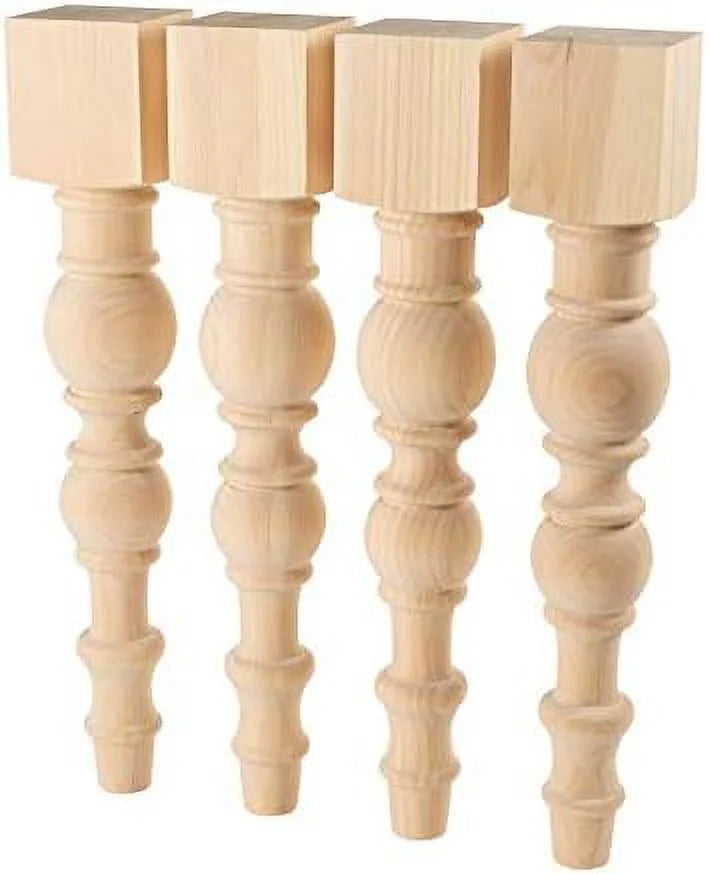 Set Of 4 Unfinished Turned Dining Table Legs T433