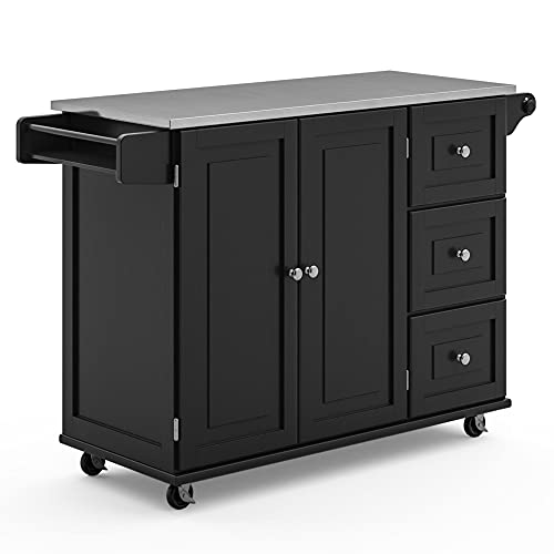 Sage Green Mobile Kitchen Island Cart with Stainless Steel Top G36433