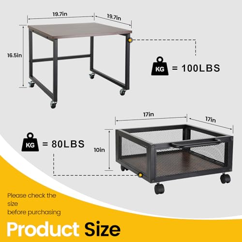 Retro Mini Fridge Stand with Wheels J885995