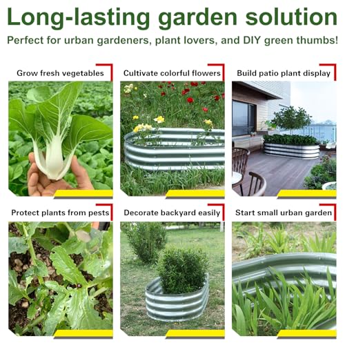 Galvanized Raised Garden Bed Kit, 4x2x1ft Oval Metal Planter L6456