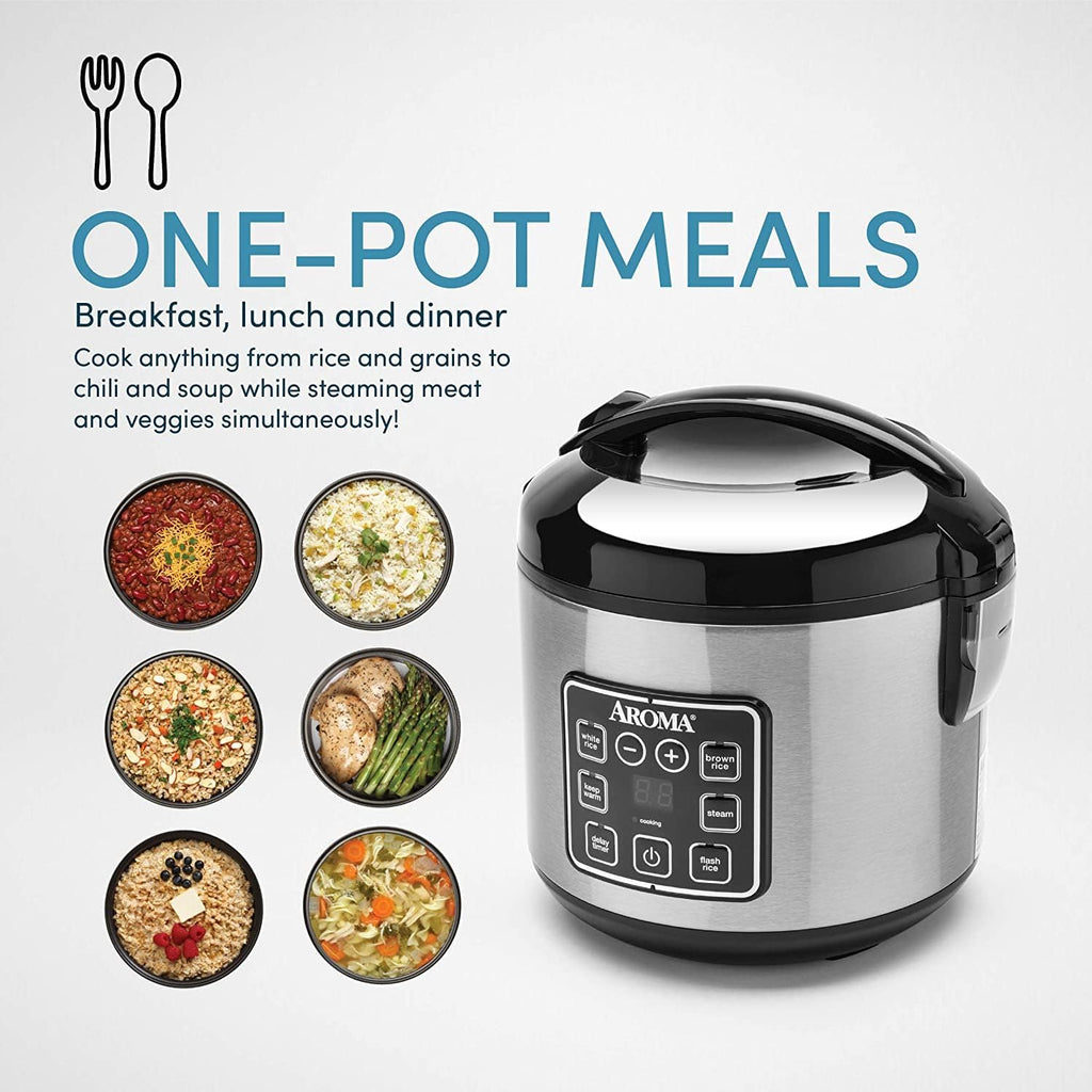 8 Cup Digital Stainless Rice Cooker and Food Steamer F7604