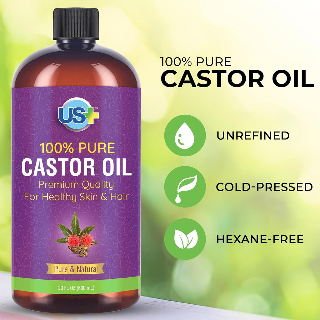 20oz 100% Pure Castor Oil, Cold-pressed, Unrefined, Hexane-free, BPA Free Plastic Bottle X6680