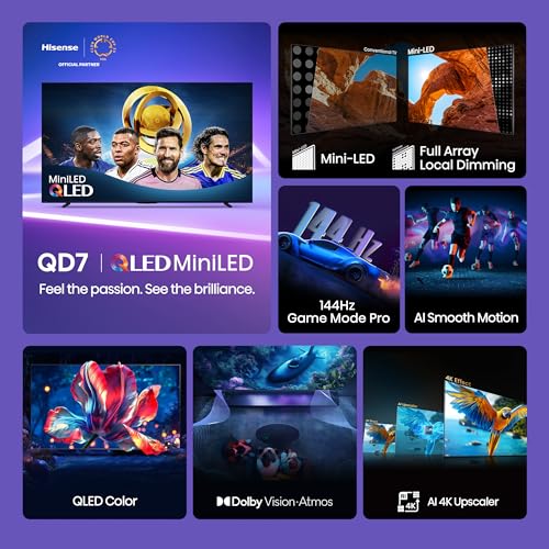 75" QLED Mini-LED 4K UHD Smart Fire TV, Native 144hz, HDR10+, Dolby Vision, Dolby Atmos, Black U628