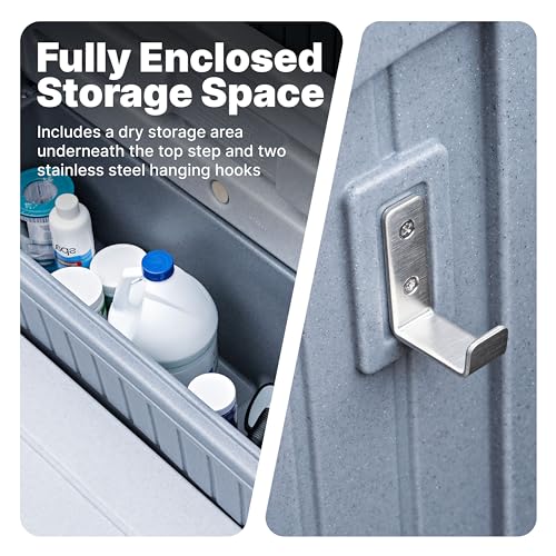 Gray 2-Step Storage Stool with Handrails P33066