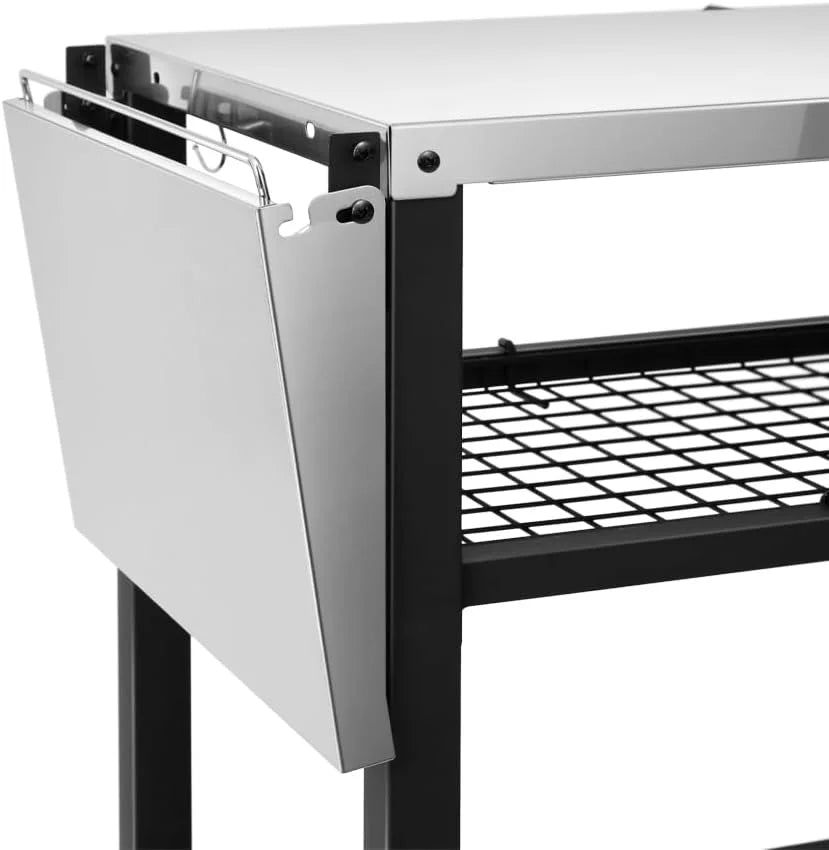 Three-Shelf Stainless Steel Grill Cart Table with Wheels W20580