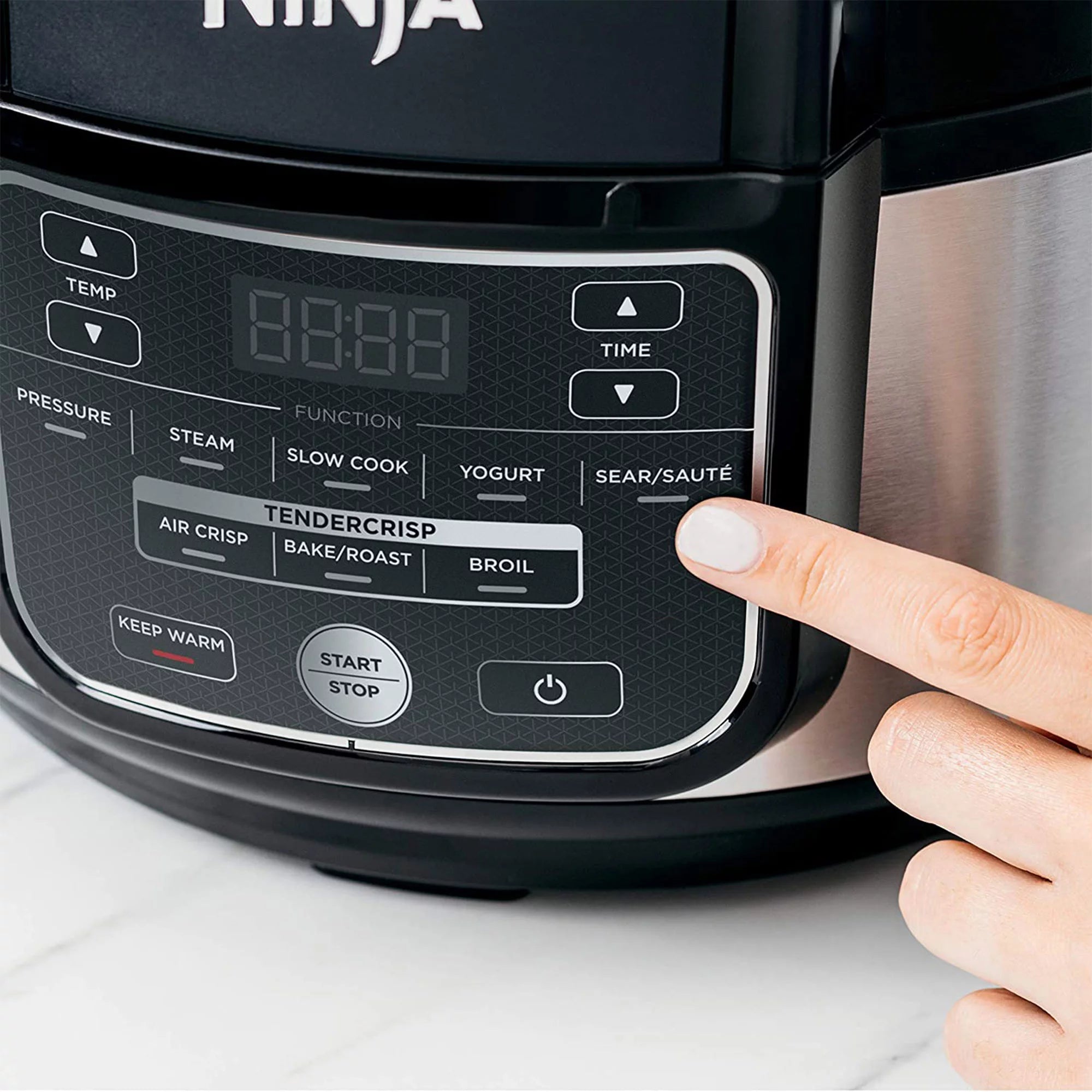 9 in 1 Pressure Cooker and Air Fryer with Nesting Rack, Silver Y13916