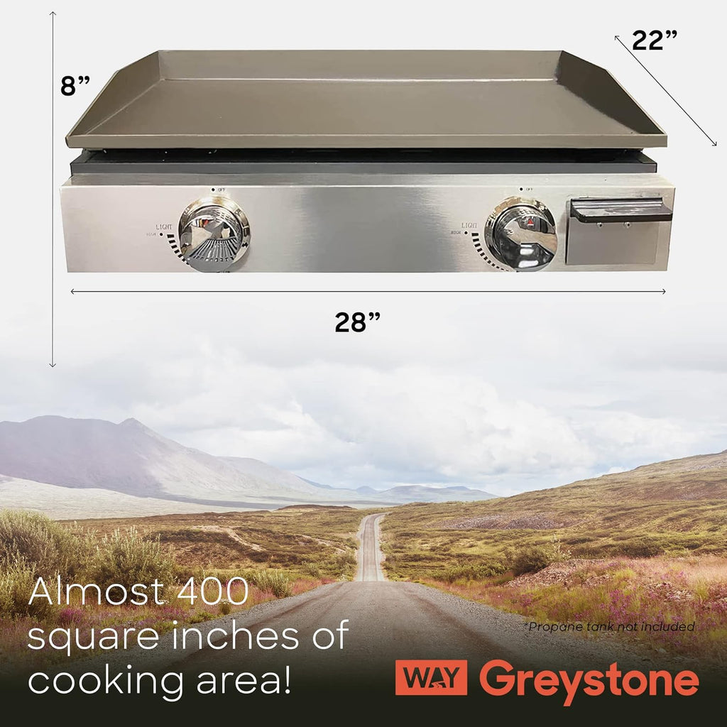 Black 25 Inch Stainless Steel RV Griddle with 2 Burners I470000