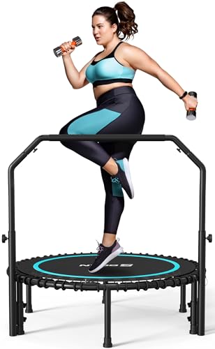Foldable Mini Trampoline with Bungees and Adjustable Foam Handle W85160