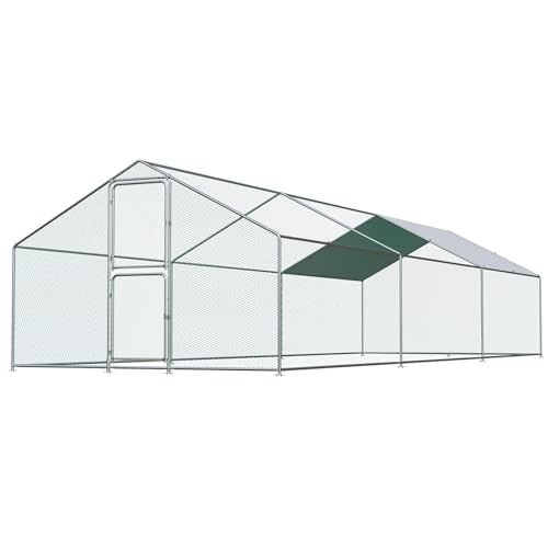 Large Chicken Coop for 30 Chickens with Waterproof UV Resistance Cover and Double Lockable Doors Q3214