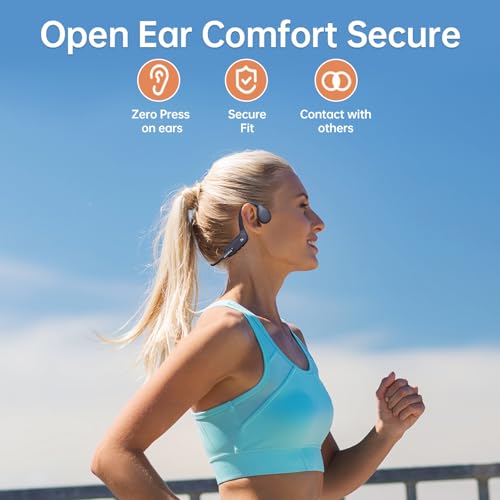 Charcoal Black Open Ear Bone Conduction Headphones with 32GB MP3 B5621
