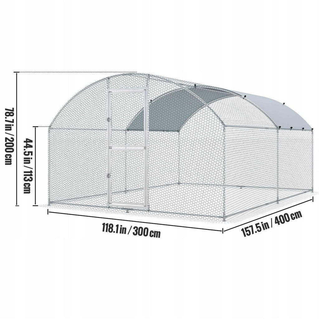 Large Metal Chicken Coop with Run Waterproof Cover L89909