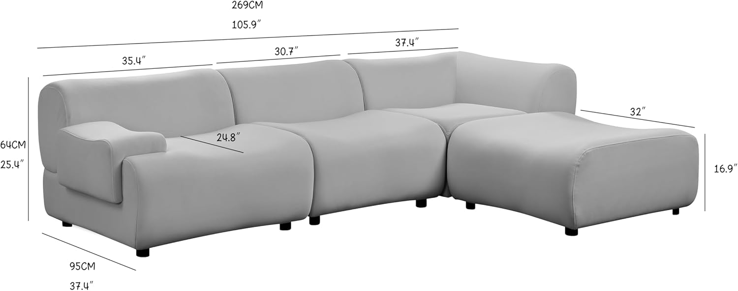 105.9'' Curved Sectional Sofa (Orange) A504271