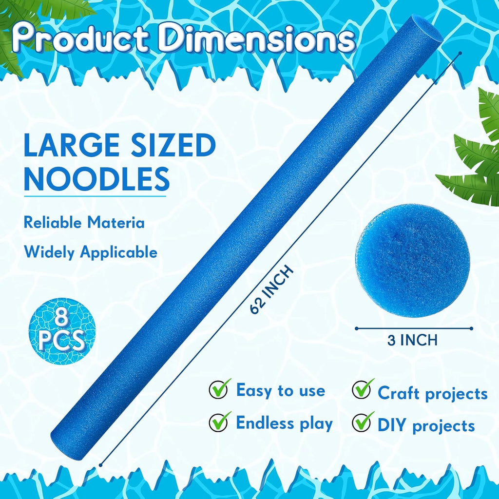 8 pieces Jumbo Swimming Pool Noodle Foam 55 Inch x 3.5 Inch Blue K95756