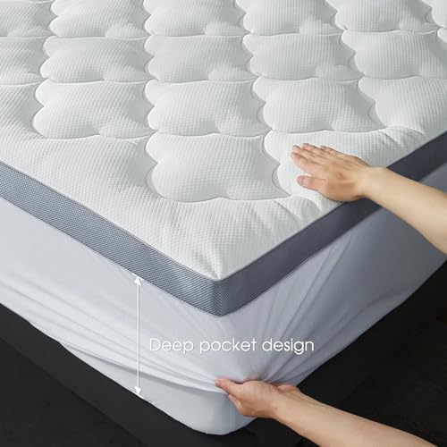 Queen Soft Plush Cooling Down Alternative Mattress Topper with 8-21" Deep Pocket V621