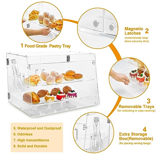 3 Tray Acrylic Pastry Display Case with Serving Tong G1153