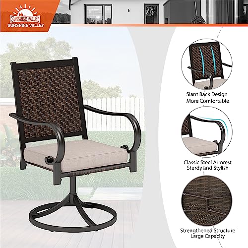Wicker Patio Swivel Dining Chairs Set of 2 B503016