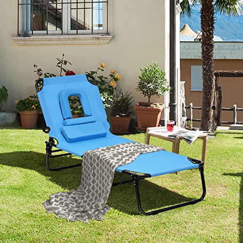 Blue Folding Chaise Lounge Chair V101